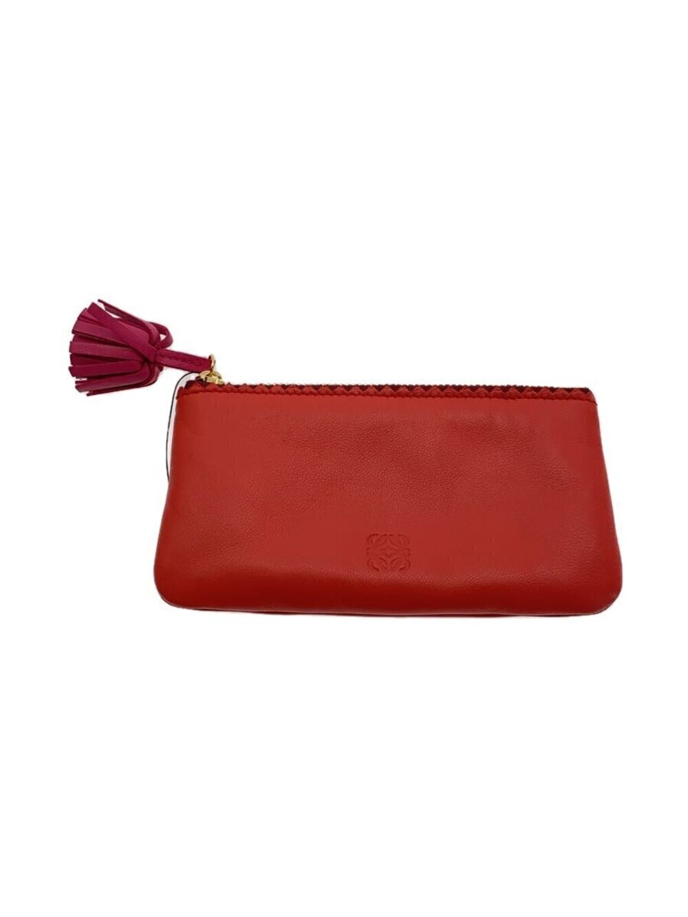 Loewe Pouch Clutch Fringe Orange